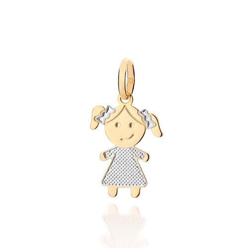 PINGENTE MENINA BANHADO A OURO 18K COM APLICAÇÃO DE RHODIUM