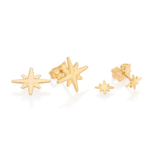 KIT BRINCO ESTRELAS BANHADO A OURO 18K