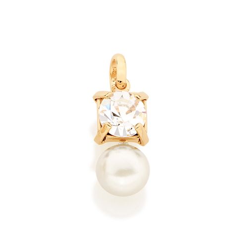 PINGENTE BANHADO A OURO 18K COM CRISTAL E PÉROLA SINTÉTICA
