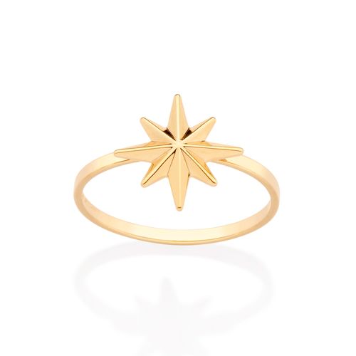 ANEL ESTRELA ROSA DOS VENTOS BANHADO A OURO 18K