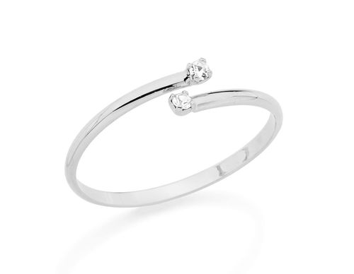 ANEL SKINNY RING BANHADO A RHODIUM COM ZIRCÔNIAS