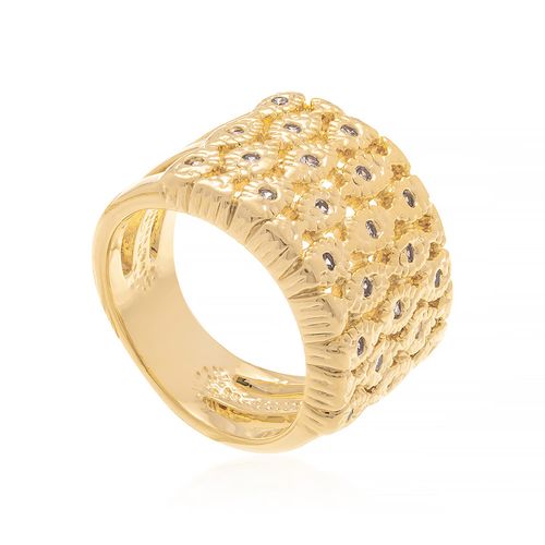 ANEL BANHADO A OURO 18K COM ZIRCÔNIAS