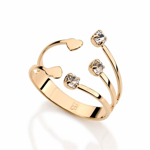 ANEL AJUSTÁVEL BANHADO A OURO 18K COM ZIRCÔNIAS