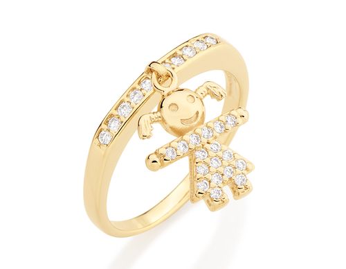 ANEL BANHADO A OURO 18K COM ZIRCÔNIAS
