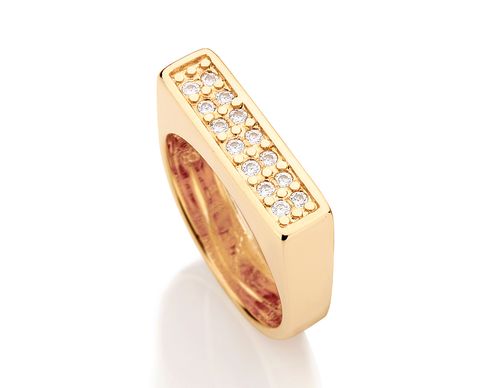 ANEL BANHADO A OURO 18K COM ZIRCÔNIAS