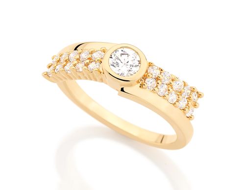 ANEL BANHADO A OURO 18K COM ZIRCÔNIAS
