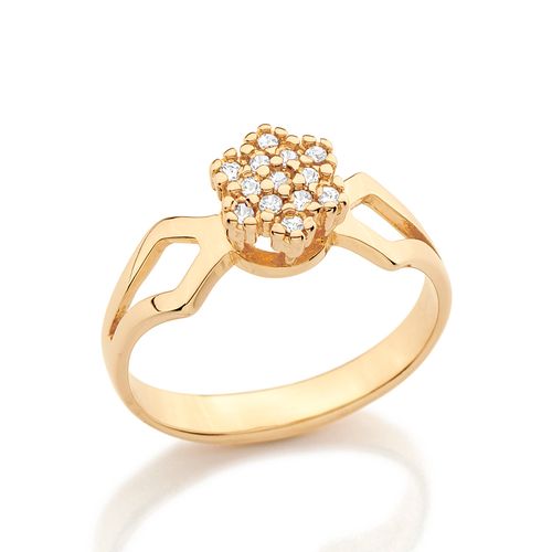 ANEL BANHADO A OURO 18K COM ZIRCÔNIAS
