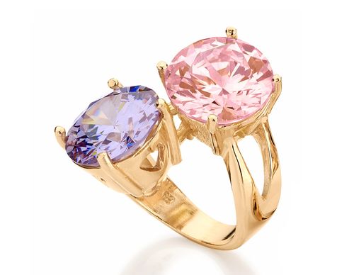 ANEL BANHADO A OURO 18K COM ZIRCÔNIAS