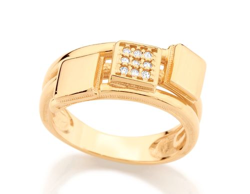 ANEL BANHADO A OURO 18K COM ZIRCÔNIAS