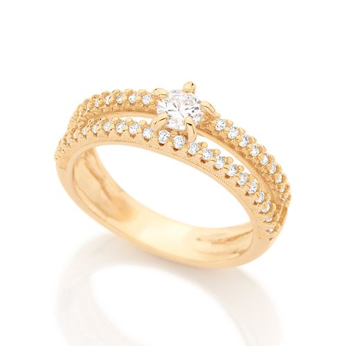 ANEL BANHADO A OURO 18K COM ZIRCÔNIAS