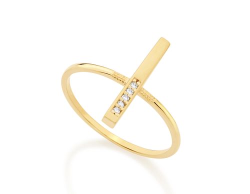 ANEL BANHADO A OURO 18K COM ZIRCÔNIAS