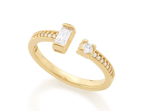ANEL BANHADO A OURO 18K COM ZIRCÔNIAS