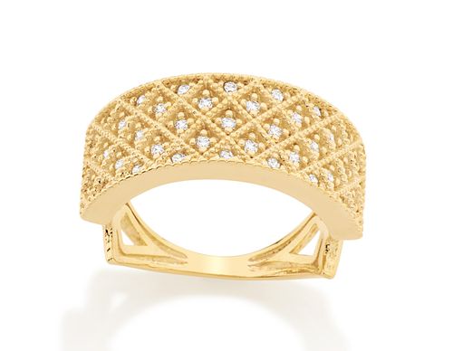 ANEL BANHADO A OURO 18K COM ZIRCÔNIAS