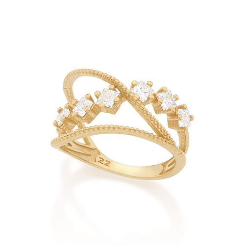 ANEL BANHADO A OURO 18K COM ZIRCÔNIAS