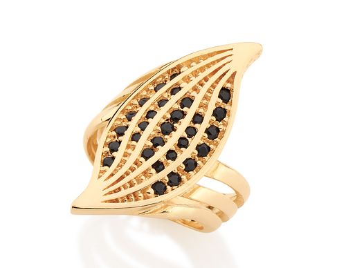 ANEL BANHADO A OURO 18K COM ZIRCÔNIAS