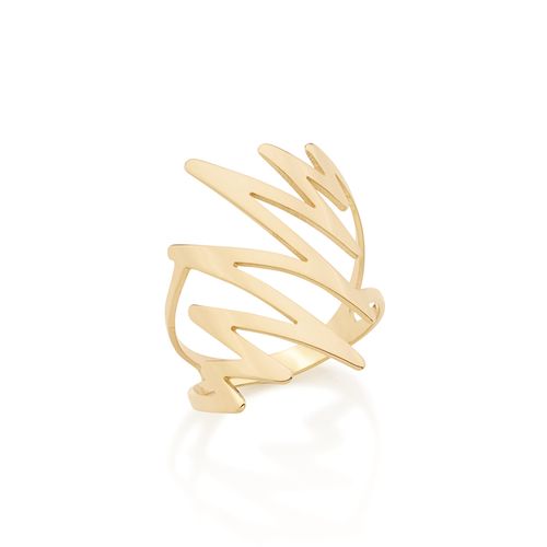ANEL BANHADO A OURO 18K NO FORMATO DE RAIO