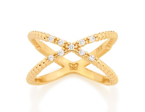 ANEL BANHADO A OURO 18K COM ZIRCÔNIAS