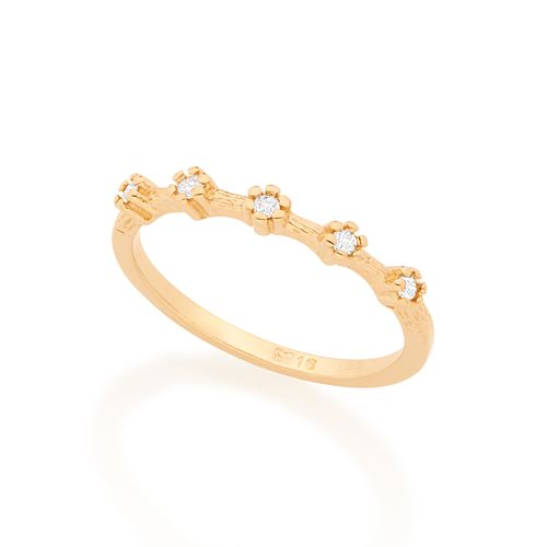 ANEL SKINNY RING BANHADO A OURO 18K COM ZIRCÔNIAS