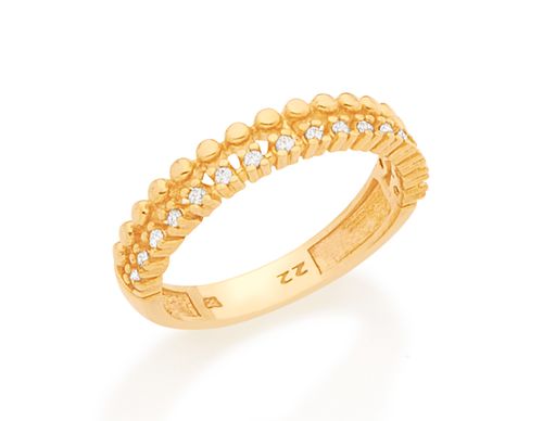 ANEL BANHADO A OURO 18K COM ZIRCÔNIAS