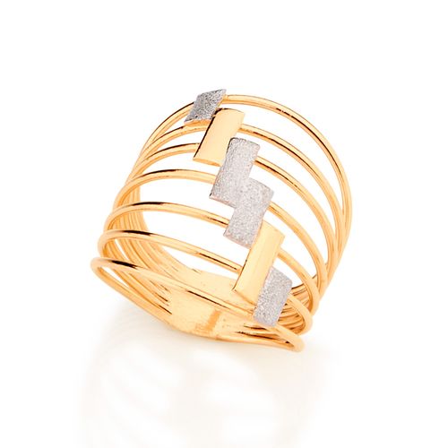 ANEL BANHADO A OURO 18K COM APLICAÇÃO DE RHODIUM