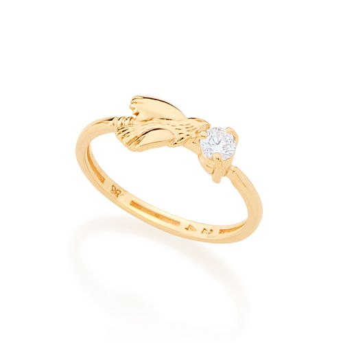 ANEL SKINNY RING BANHADO A OURO 18K COM ESPÍRITO SANTO