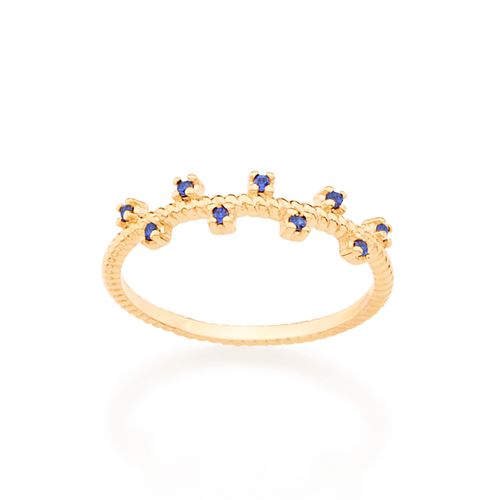 ANEL BANHADO A OURO 18K COM ZIRCÔNIAS INTERCALADAS