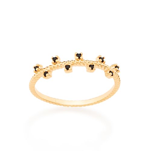 ANEL BANHADO A OURO 18K COM ZIRCÔNIAS INTERCALADAS