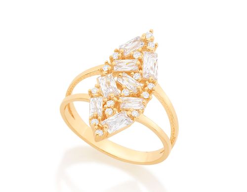 ANEL BANHADO A OURO 18K COM ZIRCÔNIAS