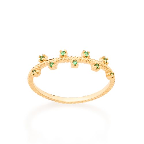 ANEL BANHADO A OURO 18K COM ZIRCÔNIAS INTERCALADAS
