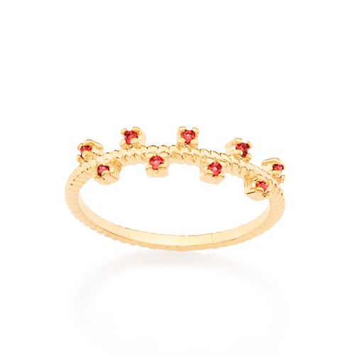 ANEL BANHADO A OURO 18K COM ZIRCÔNIAS INTERCALADAS