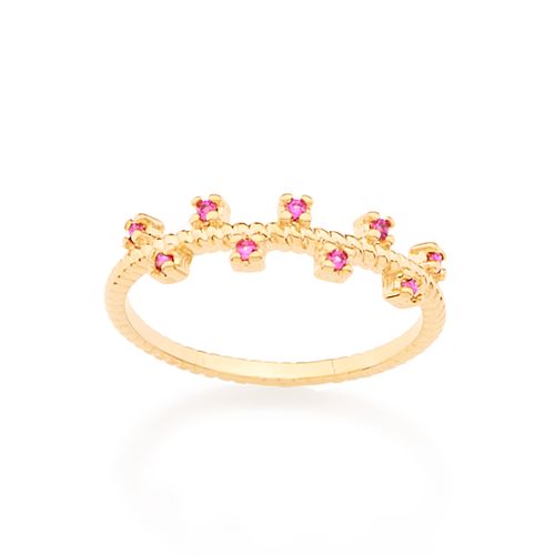 ANEL BANHADO A OURO 18K COM ZIRCÔNIAS INTERCALADAS