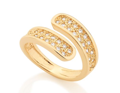ANEL BANHADO A OURO 18K COM ZIRCÔNIAS