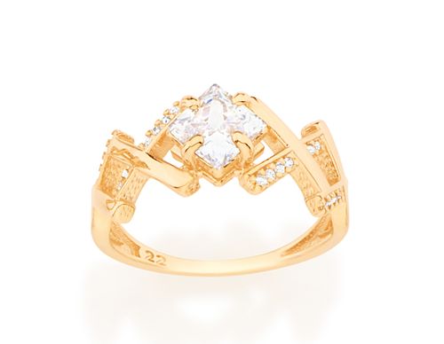 ANEL BANHADO A OURO 18K COM ZIRCÔNIAS