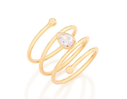 ANEL ESPIRAL BANHADO A OURO 18K