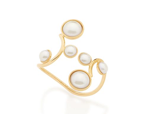 ANEL BANHADO A OURO 18K COM PÉROLAS
