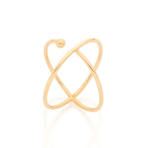 ANEL BANHADO A OURO 18K AROS ENTRELAÇADOS