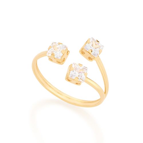 ANEL AJUSTÁVEL BANHADO A OURO 18K COM ZIRCÔNIAS