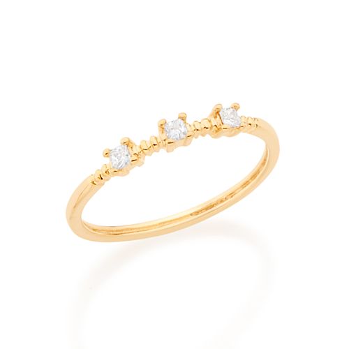 ANEL SKINNY RING BANHADO A OURO 18K COM ZIRCÔNIAS