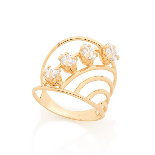 MAXI ANEL BANHADO A OURO 18K COM ZIRCÔNIAS