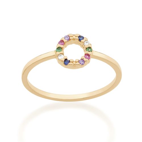 ANEL SKINNY RING BANHADO A OURO 18K COM ZIRCÔNIAS COLORIDAS