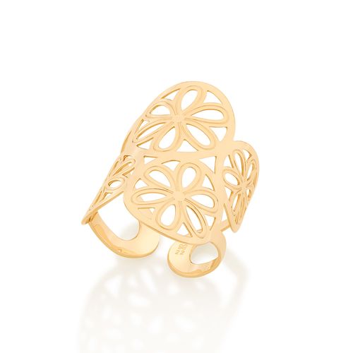 ANEL AJUSTÁVEL COM DETALHES DE LARANJA BANHADO A OURO 18K