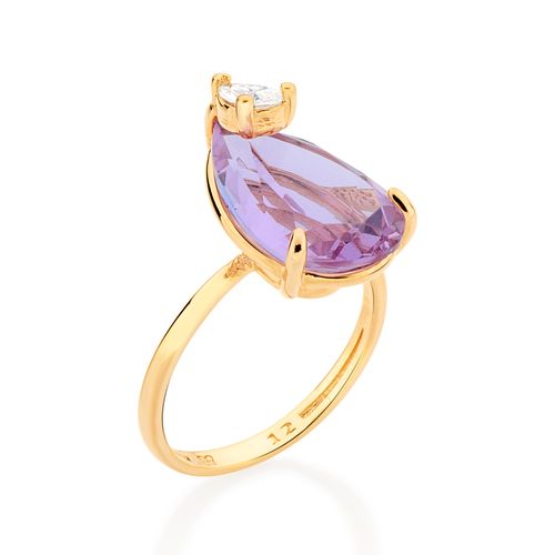 ANEL GOTA BANHADO A OURO 18K COM CRISTAL E ZIRCÔNIA