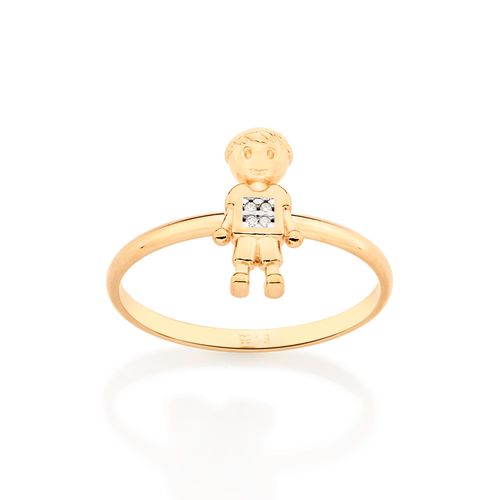 ANEL MENINO BANHADO A OURO 18K COM APLICAÇÃO DE RHODIUM