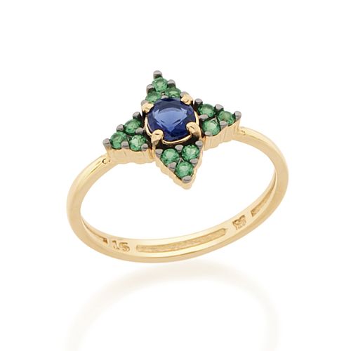 ANEL BANHADO A OURO 18K COM ZIRCÔNIAS E APLICAÇÃO DE RHODIUM NEGRO