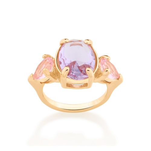 ANEL BANHADO A OURO 18K COM CRISTAIS