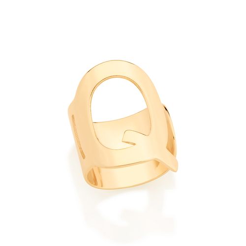 ANEL COM LETRA BANHADO A OURO 18K-LETRA Q