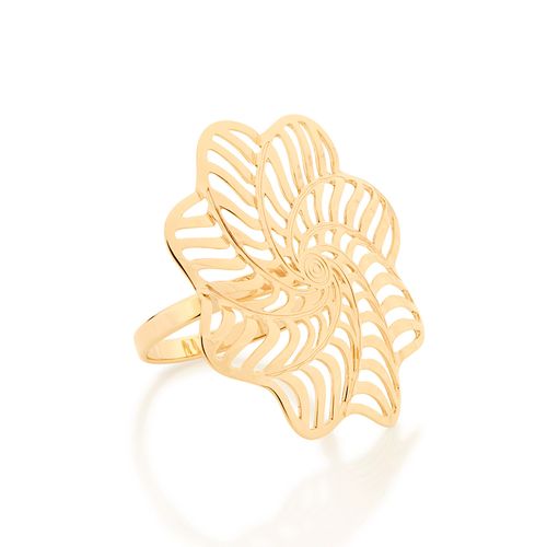 MAXI ANEL FLOR BANHADO A OURO 18K