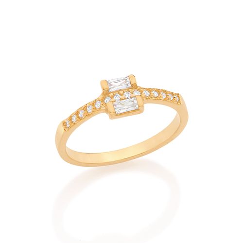 ANEL SKINNY RING BANHADO A OURO 18K COM ZIRCÔNIAS