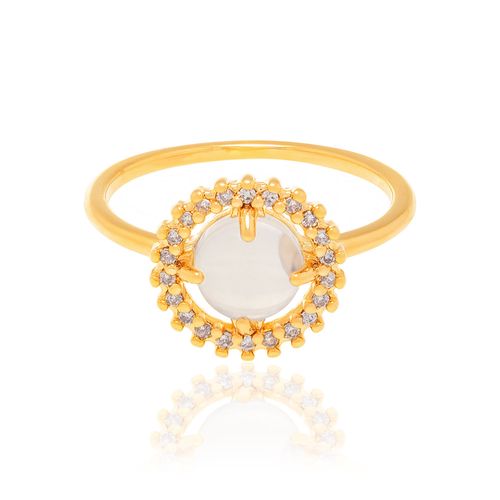 ANEL BANHADO A OURO 18K COM PEDRA DA LUA