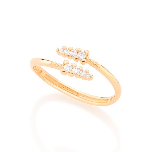 ANEL AJUSTÁVEL BANHADO A OURO 18K COM ZIRCÔNIAS